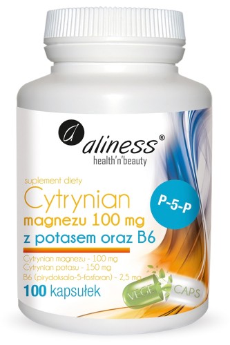 Cytrynian magnezu 100mg z potasem oraz B7