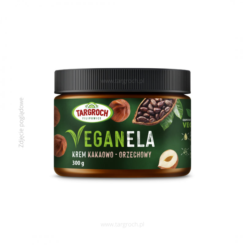 Krem VEGANELA - z orzechów laskowych i kakao - słoik PET 300 g